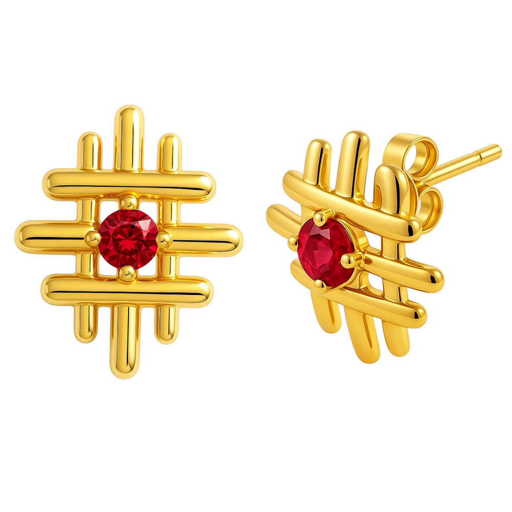 18K Gold Over Brass Round Cut Gemstones Stud Earrings Jewelry EM-1289 TGE1034