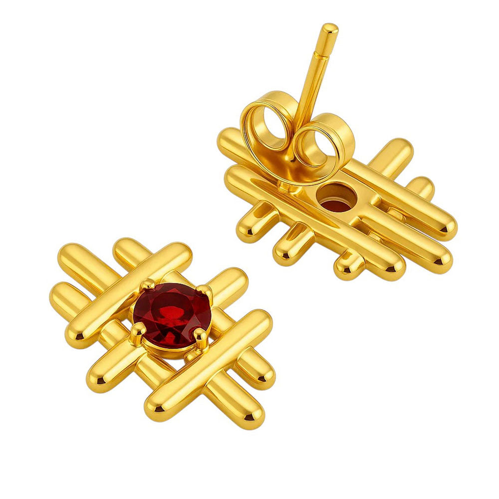 18K Gold Over Brass Round Cut Gemstones Stud Earrings Jewelry EM-1289 TGE1034