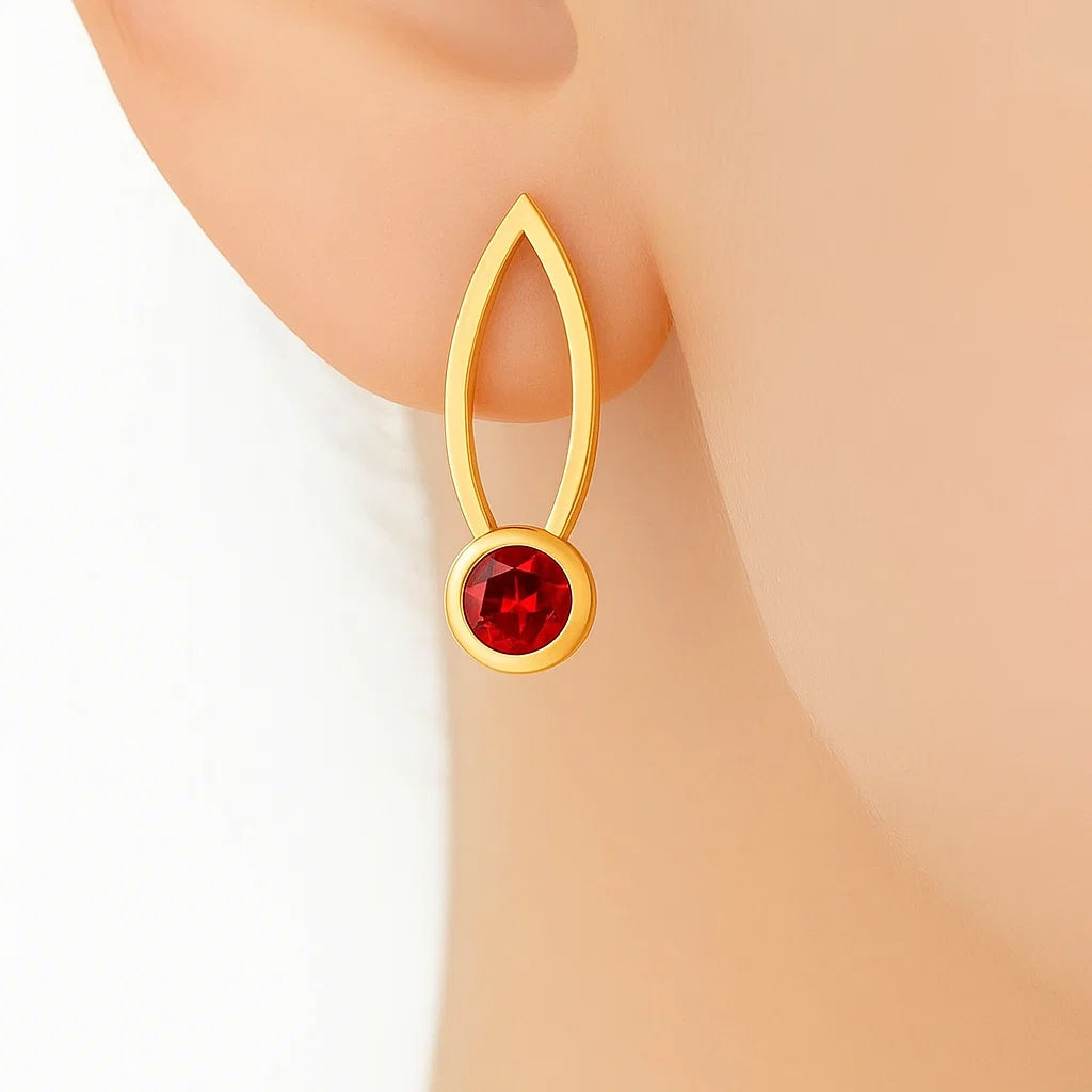 18K Gold Over Brass Round Cut Gemstones Stud Earrings Jewelry EM-1290 TGE1035