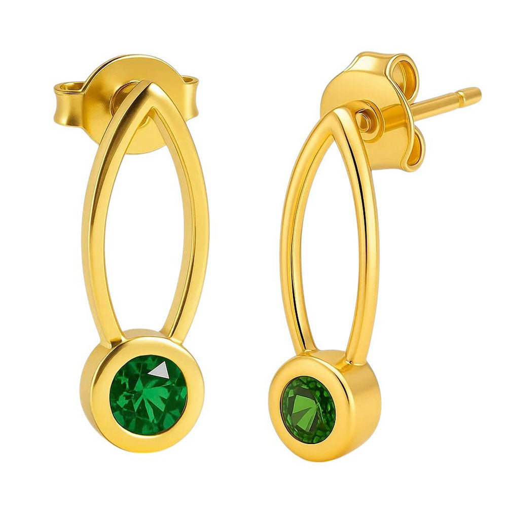 18K Gold Over Brass Round Cut Gemstones Stud Earrings Jewelry EM-1290 TGE1035