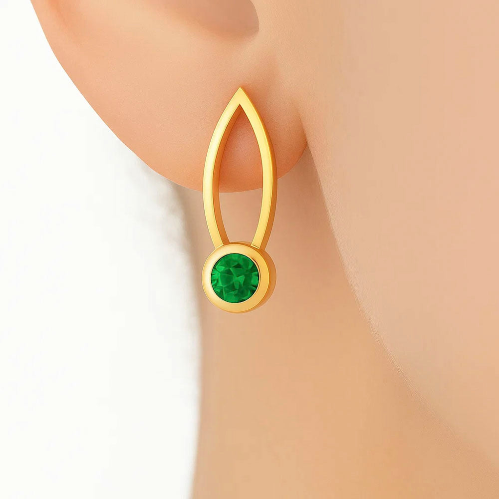 18K Gold Over Brass Round Cut Gemstones Stud Earrings Jewelry EM-1290 TGE1035