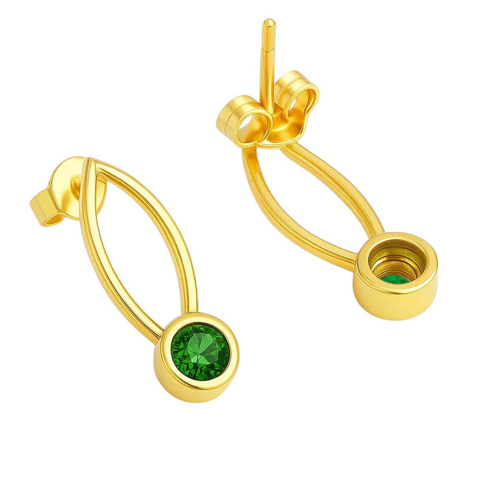 18K Gold Over Brass Round Cut Gemstones Stud Earrings Jewelry EM-1290 TGE1035