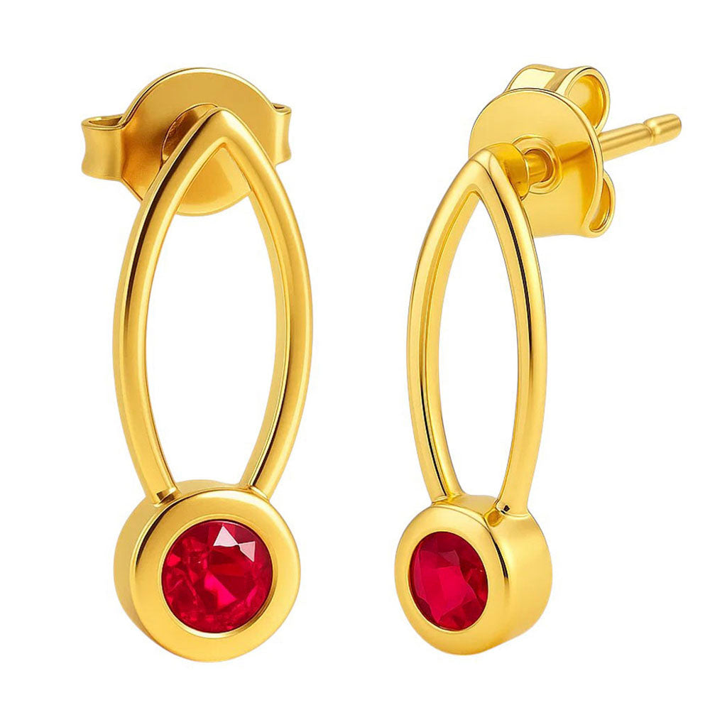 18K Gold Over Brass Round Cut Gemstones Stud Earrings Jewelry EM-1290 TGE1035