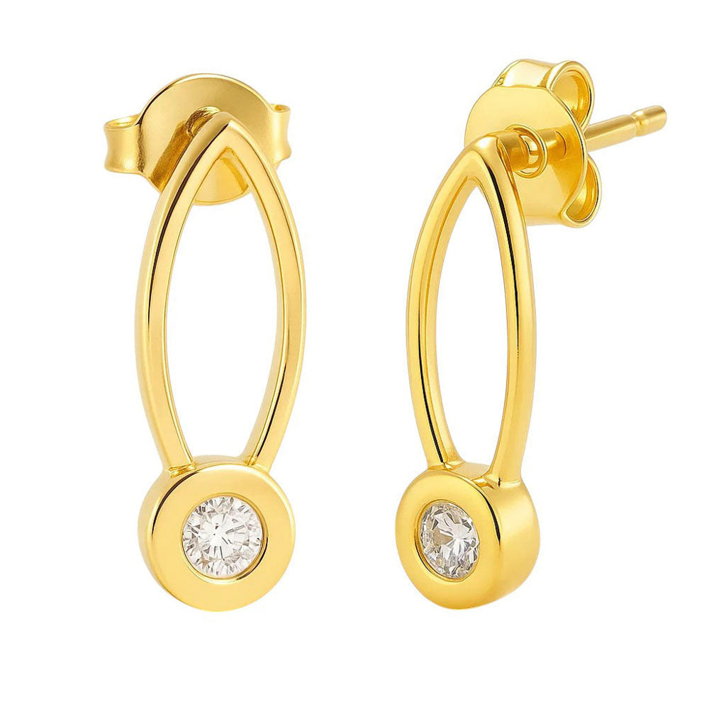 18K Gold Over Brass Round Cut Gemstones Stud Earrings Jewelry EM-1290 TGE1035