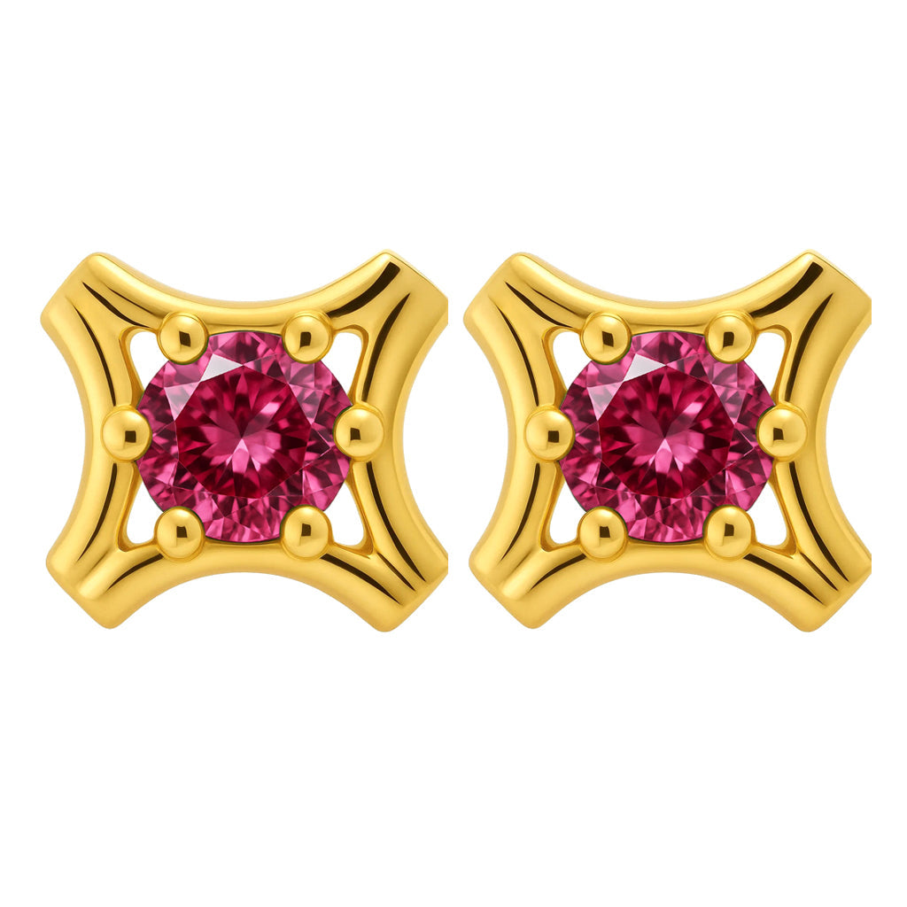 18K Gold Over Brass Round Cut Gemstones Stud Earrings Jewelry EM-1291 TGE1036