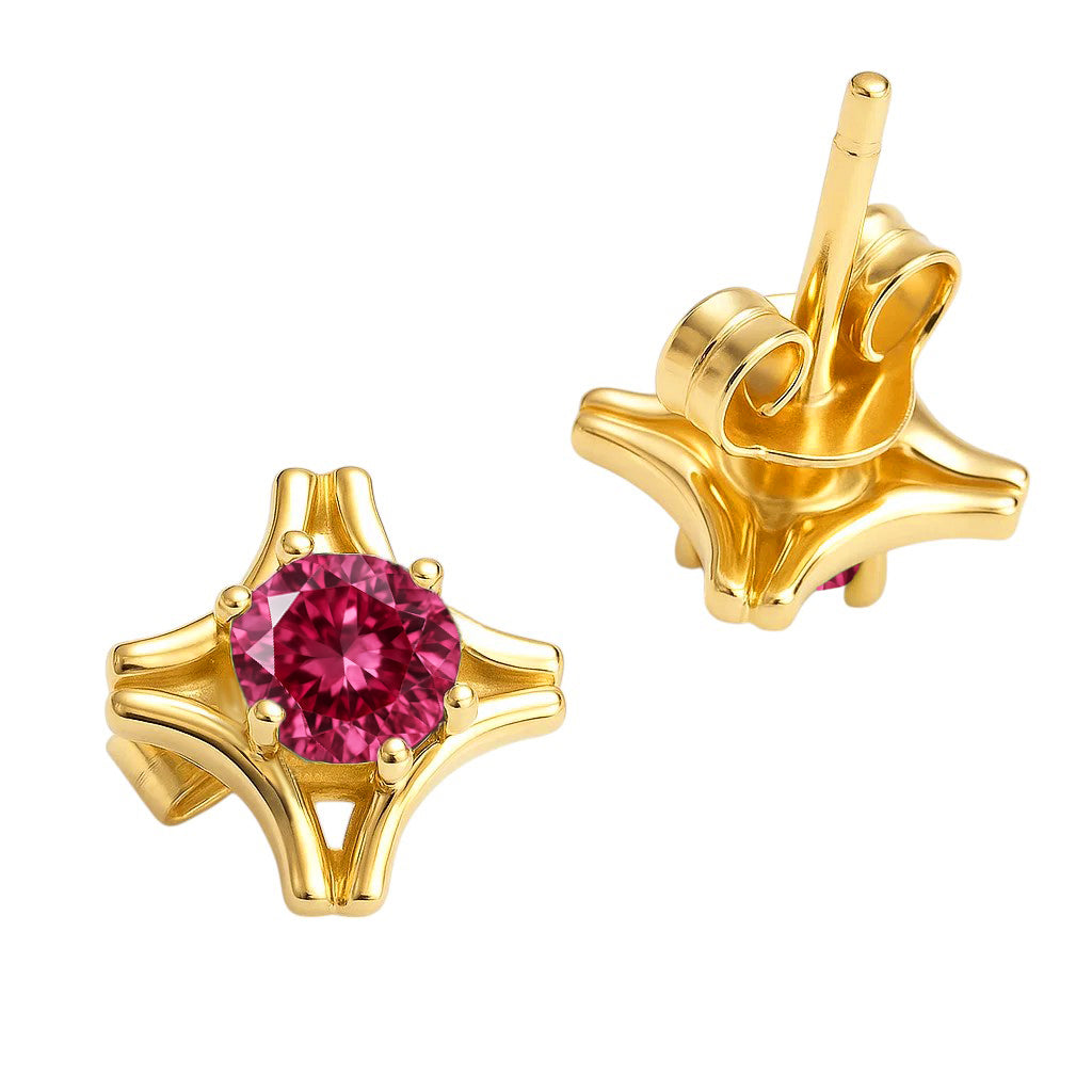 18K Gold Over Brass Round Cut Gemstones Stud Earrings Jewelry EM-1291 TGE1036