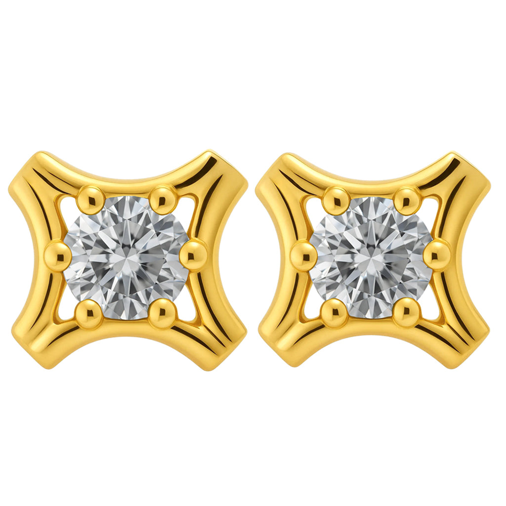 18K Gold Over Brass Round Cut Gemstones Stud Earrings Jewelry EM-1291 TGE1036