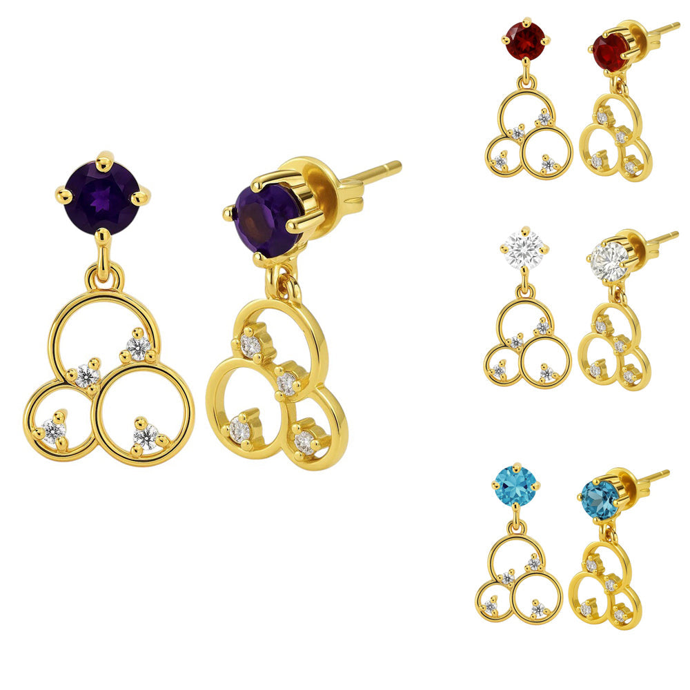 18K Gold Over Brass Round Cut Gemstones Earrings Jewelry EM-1293 TGE1037