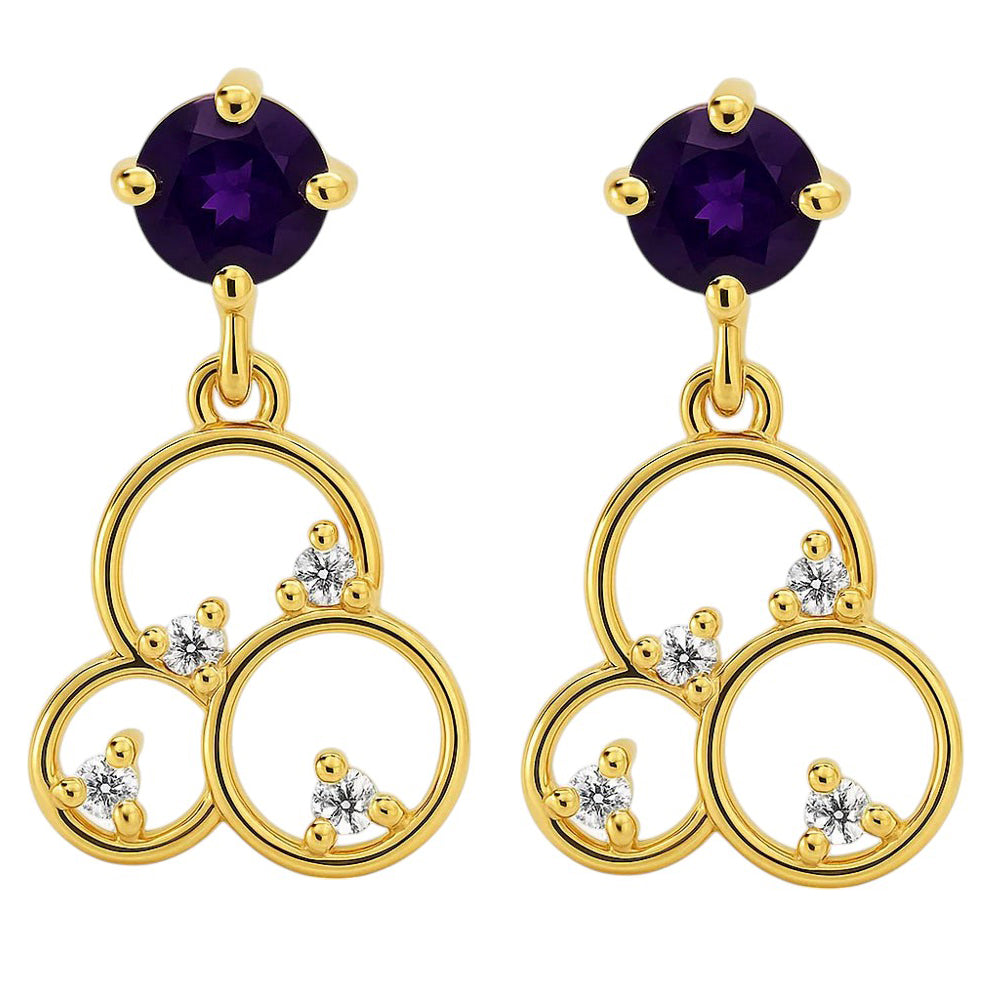 18K Gold Over Brass Round Cut Gemstones Earrings Jewelry EM-1293 TGE1037