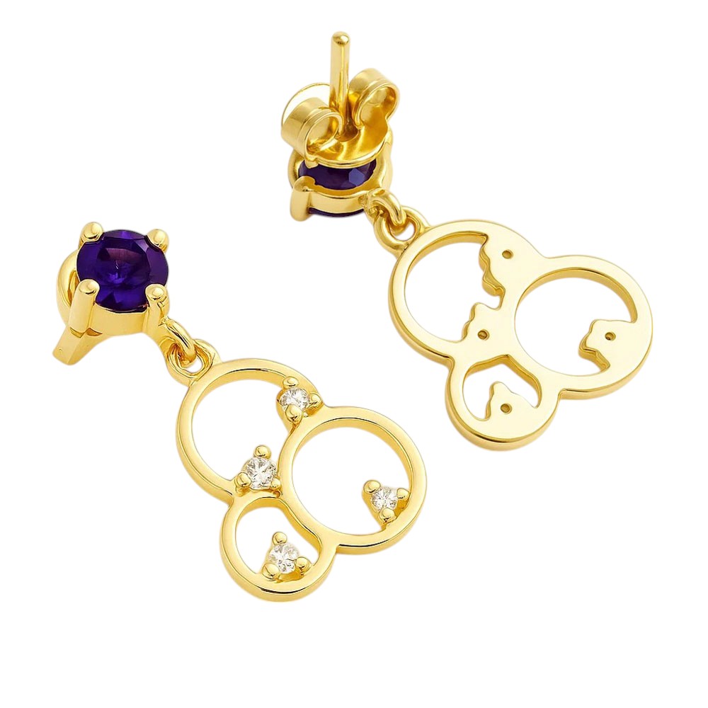 18K Gold Over Brass Round Cut Gemstones Earrings Jewelry EM-1293 TGE1037