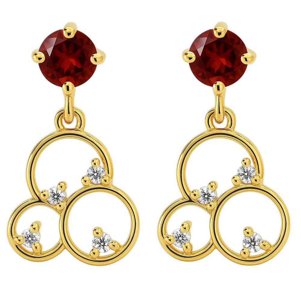 18K Gold Over Brass Round Cut Gemstones Earrings Jewelry EM-1293 TGE1037