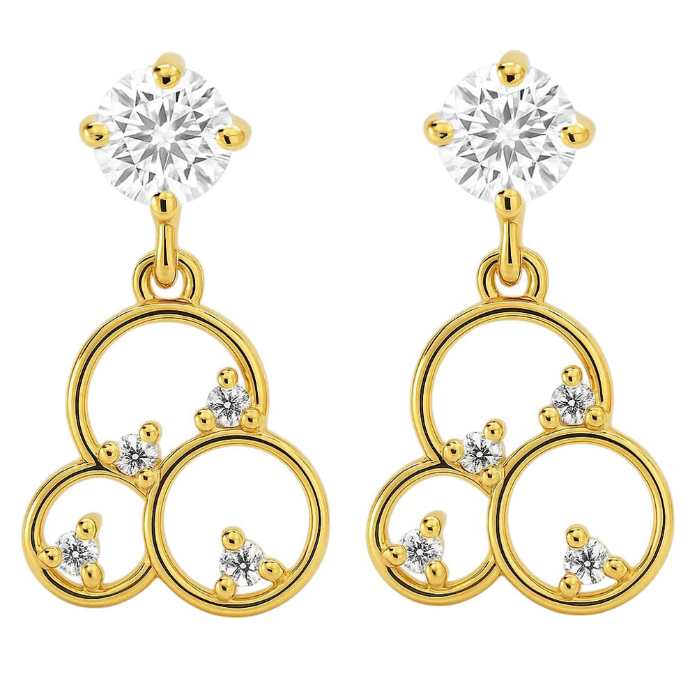 18K Gold Over Brass Round Cut Gemstones Earrings Jewelry EM-1293 TGE1037