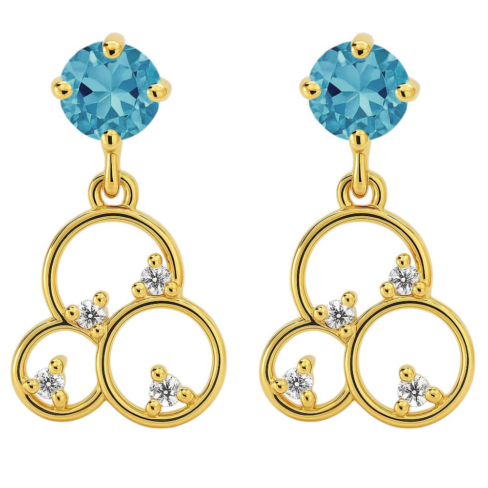 18K Gold Over Brass Round Cut Gemstones Earrings Jewelry EM-1293 TGE1037