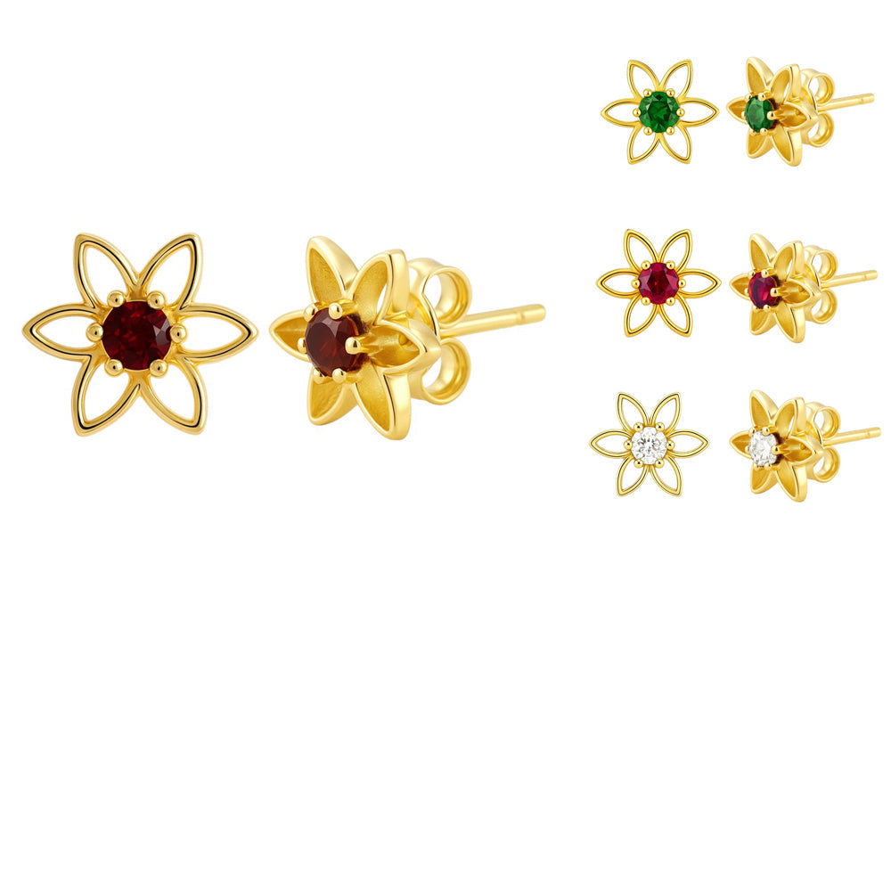 18K Gold Over Brass Round Cut Gemstones Stud Earrings Jewelry EM-1292 TGE1038