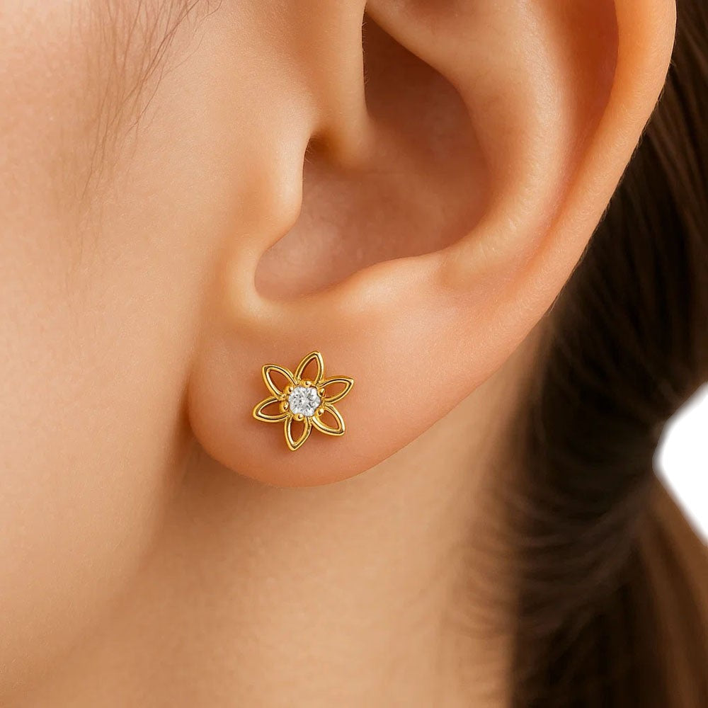 18K Gold Over Brass Round Cut Gemstones Stud Earrings Jewelry EM-1292 TGE1038