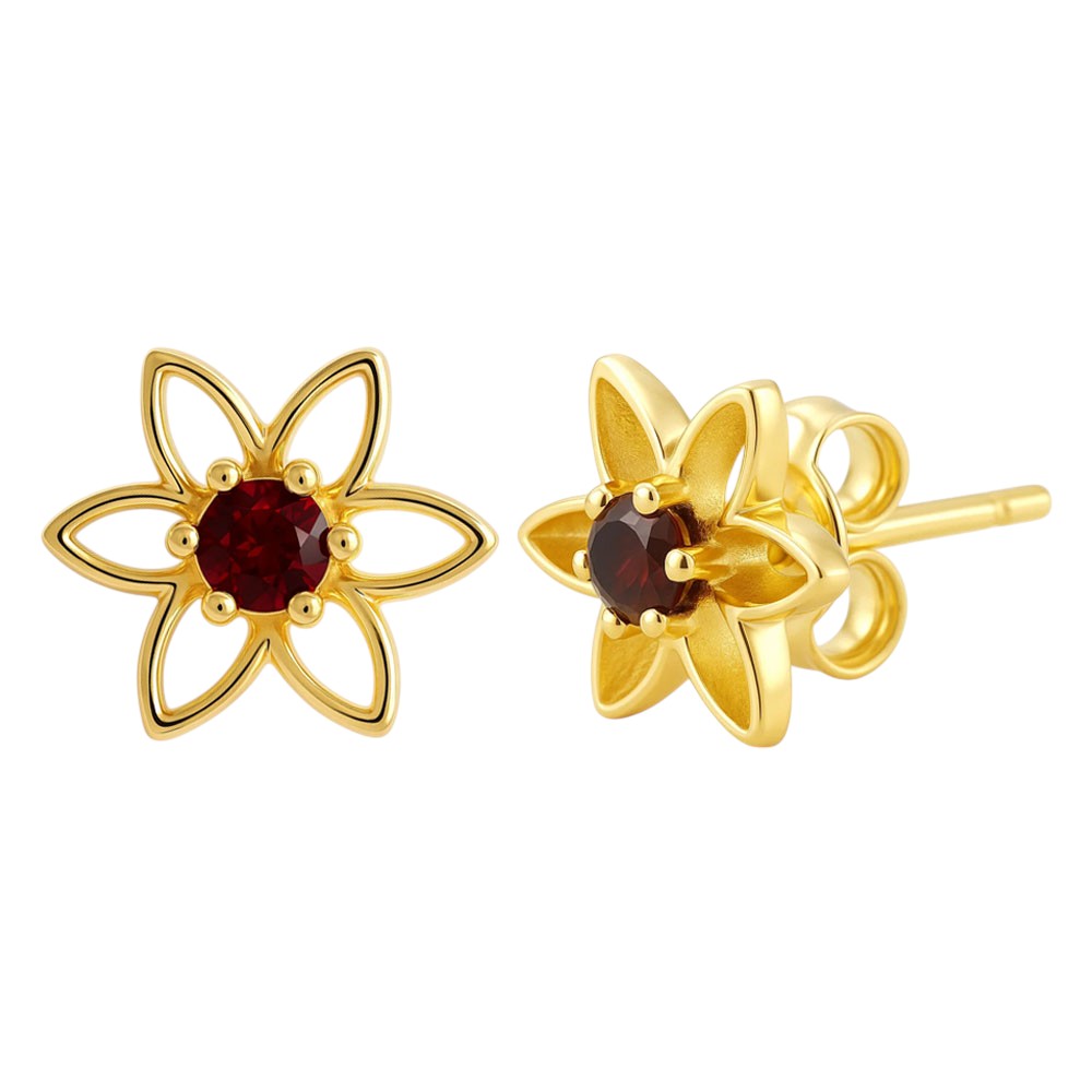 18K Gold Over Brass Round Cut Gemstones Stud Earrings Jewelry EM-1292 TGE1038