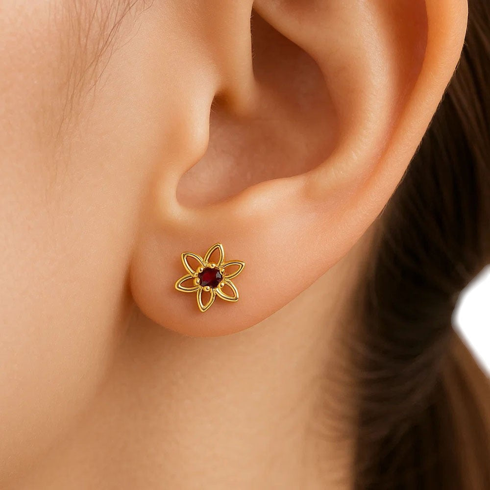 18K Gold Over Brass Round Cut Gemstones Stud Earrings Jewelry EM-1292 TGE1038