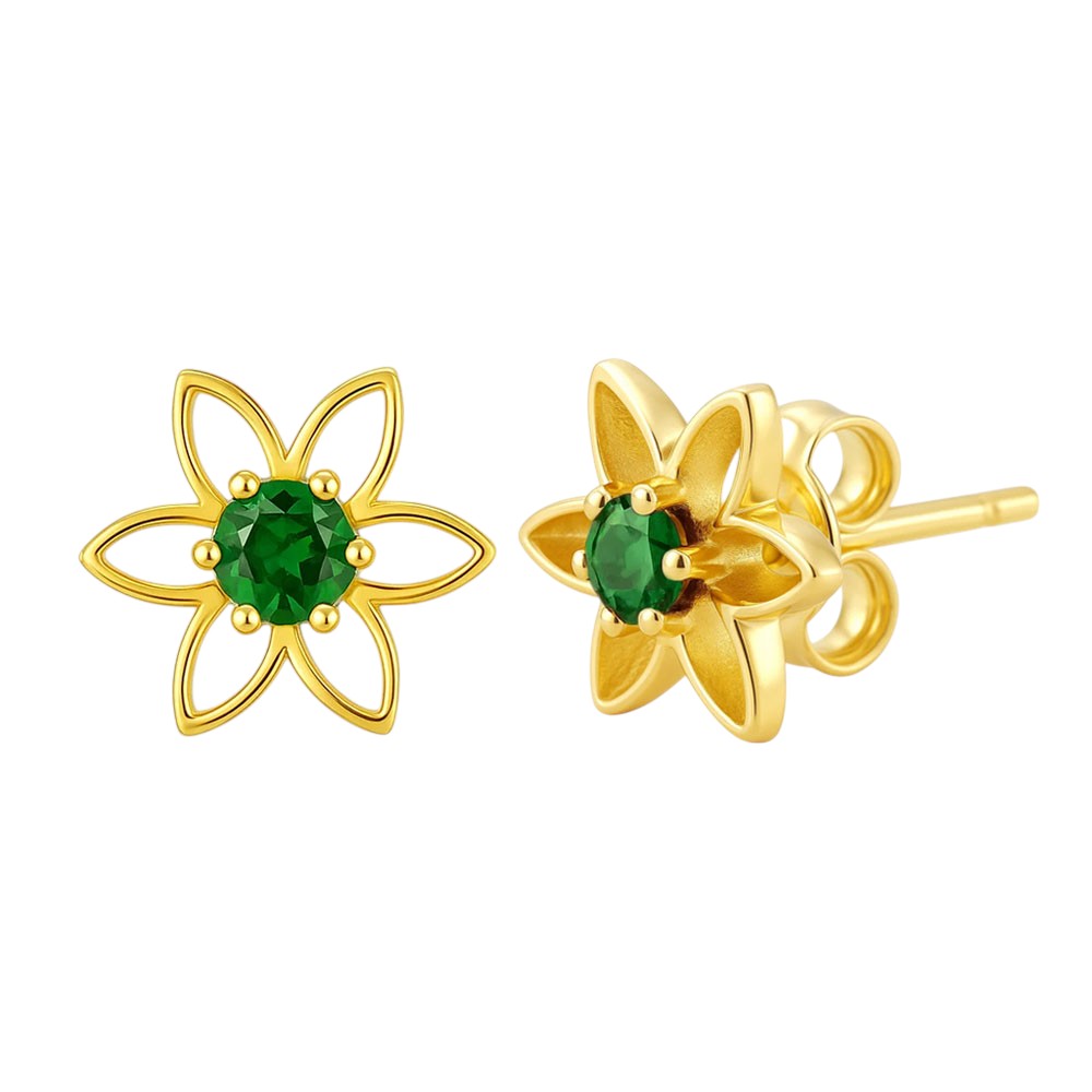 18K Gold Over Brass Round Cut Gemstones Stud Earrings Jewelry EM-1292 TGE1038
