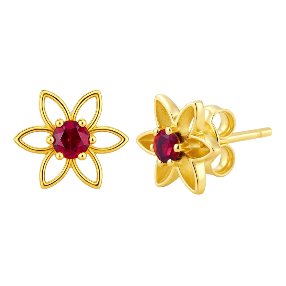 18K Gold Over Brass Round Cut Gemstones Stud Earrings Jewelry EM-1292 TGE1038