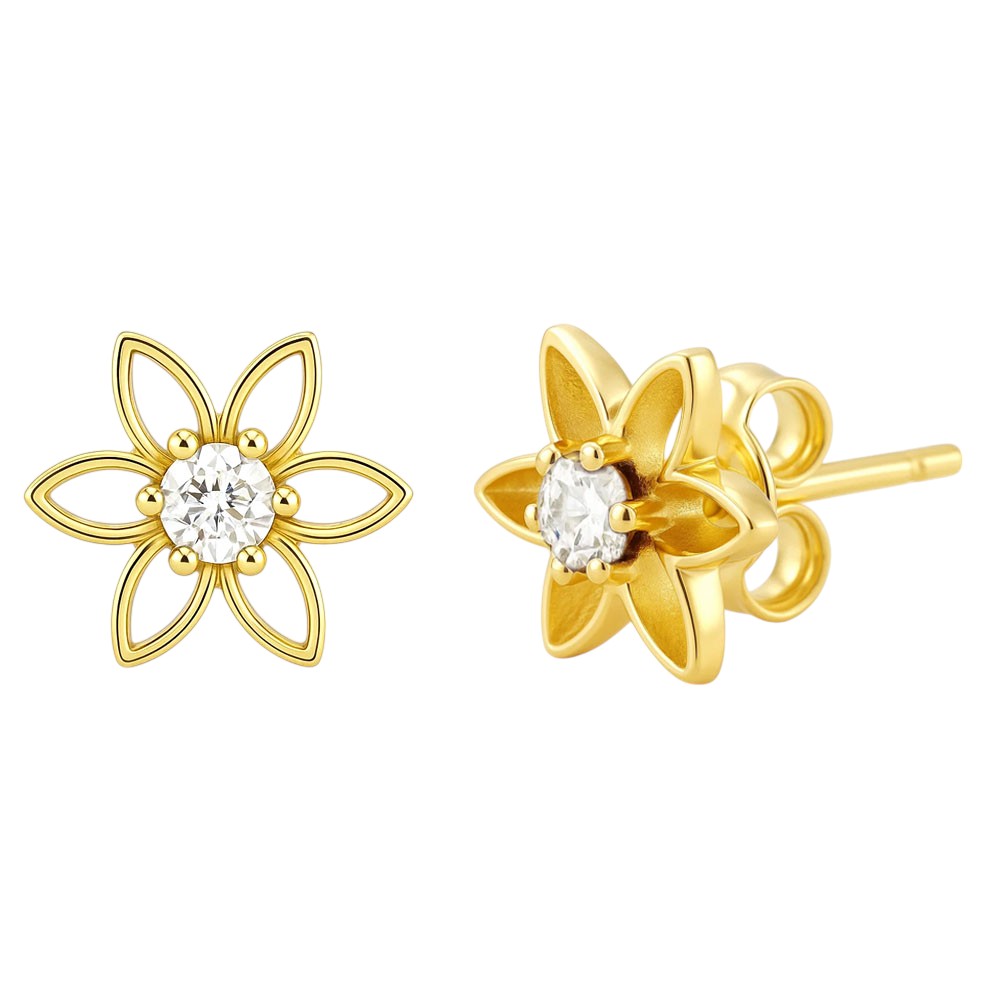 18K Gold Over Brass Round Cut Gemstones Stud Earrings Jewelry EM-1292 TGE1038