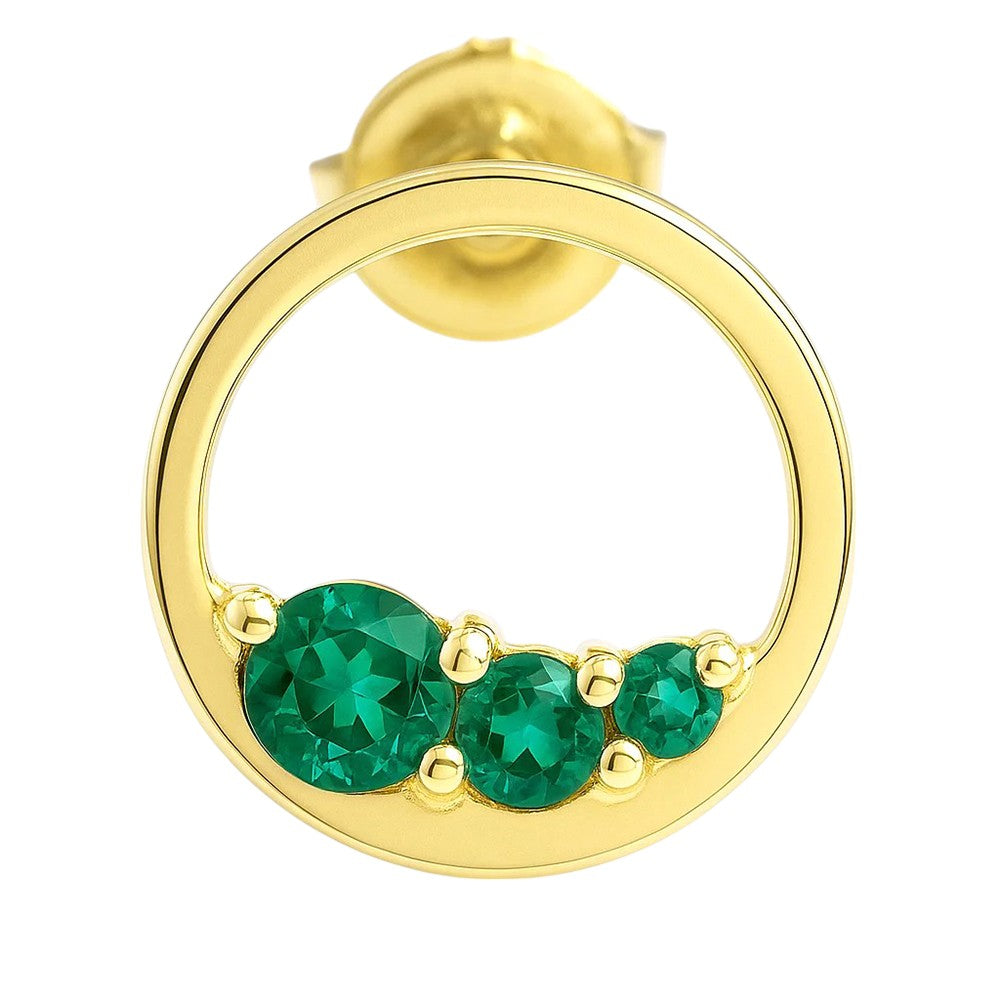 18K Gold Over Brass Round Cut Gemstones Stud Earrings Jewelry EM-1294 TGE1039