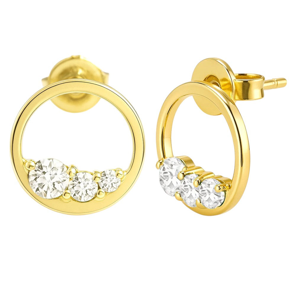 18K Gold Over Brass Round Cut Gemstones Stud Earrings Jewelry EM-1294 TGE1039
