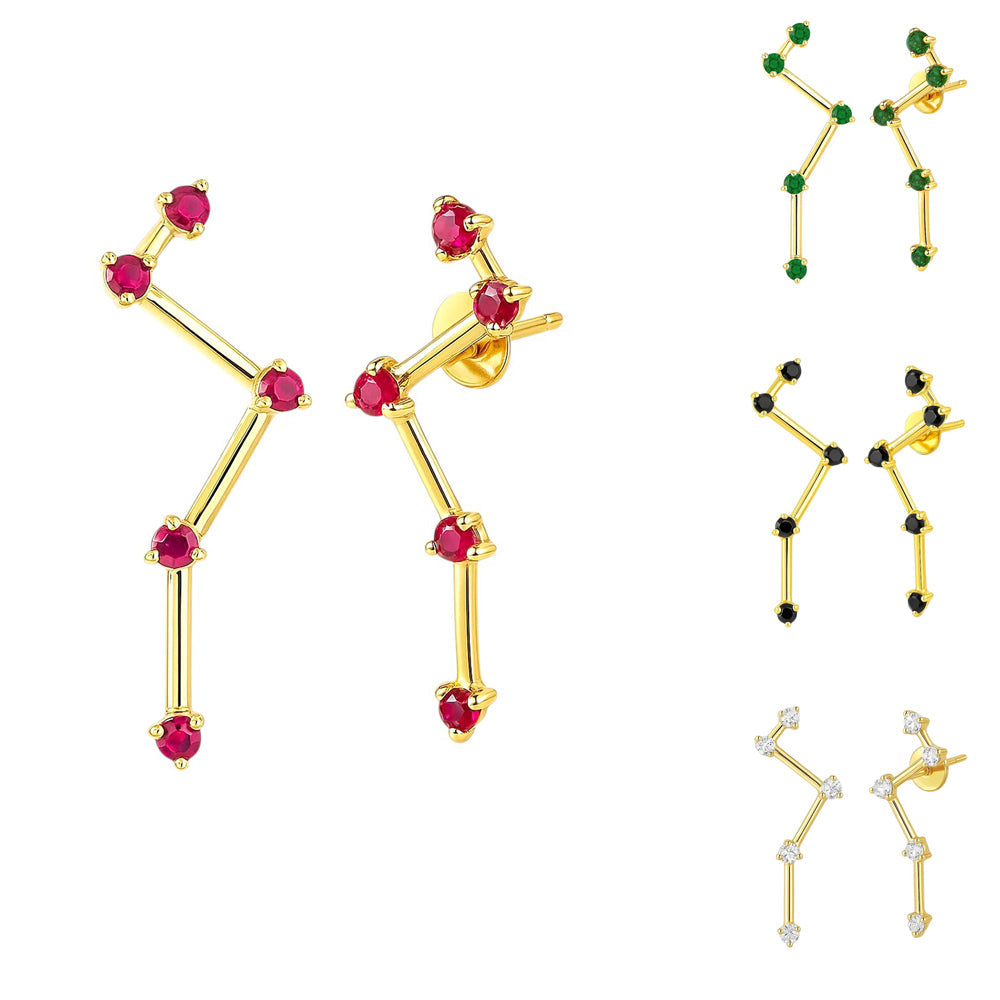 18K Gold Over Brass Round Cut Gemstones Earrings Jewelry EM-1295 TGE1040