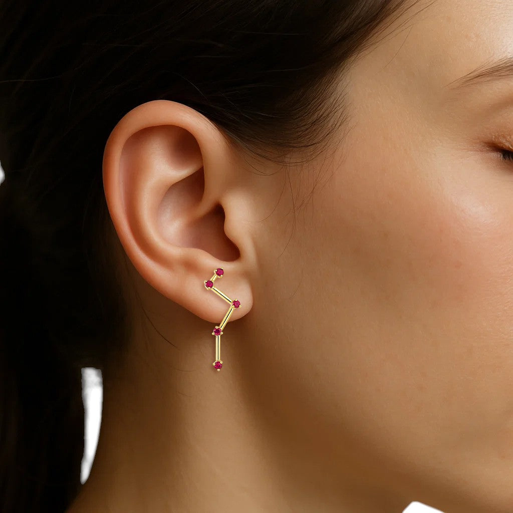 18K Gold Over Brass Round Cut Gemstones Earrings Jewelry EM-1295 TGE1040