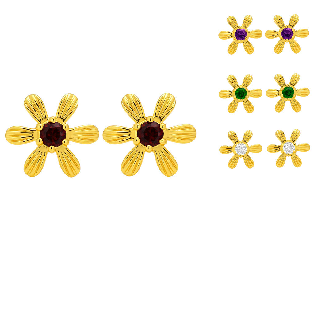 18K Gold Over Brass Round Cut Gemstones Stud Earrings Jewelry EM-1287 TGE1043