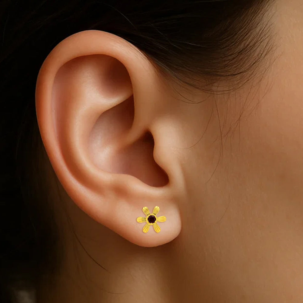 18K Gold Over Brass Round Cut Gemstones Stud Earrings Jewelry EM-1287 TGE1043