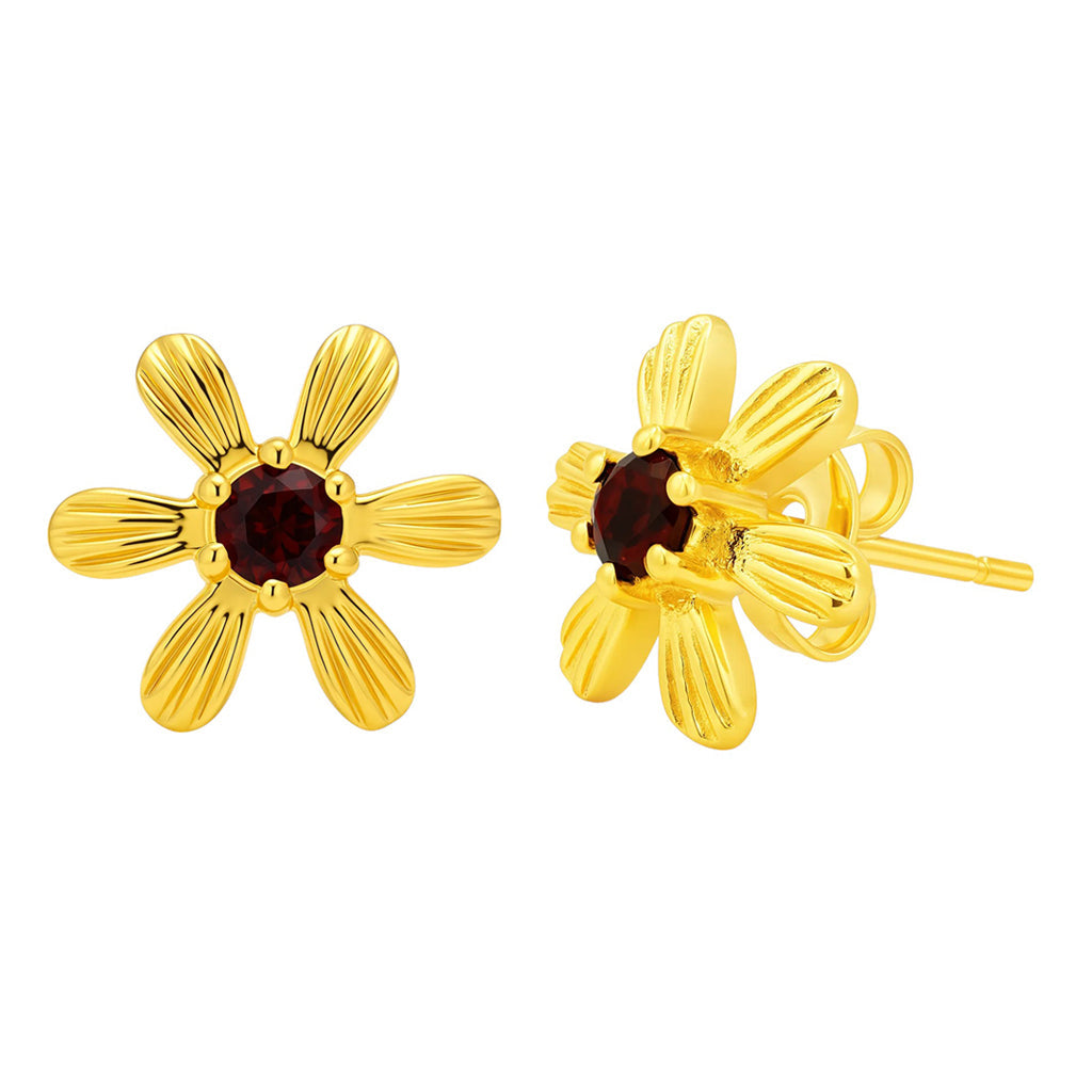18K Gold Over Brass Round Cut Gemstones Stud Earrings Jewelry EM-1287 TGE1043