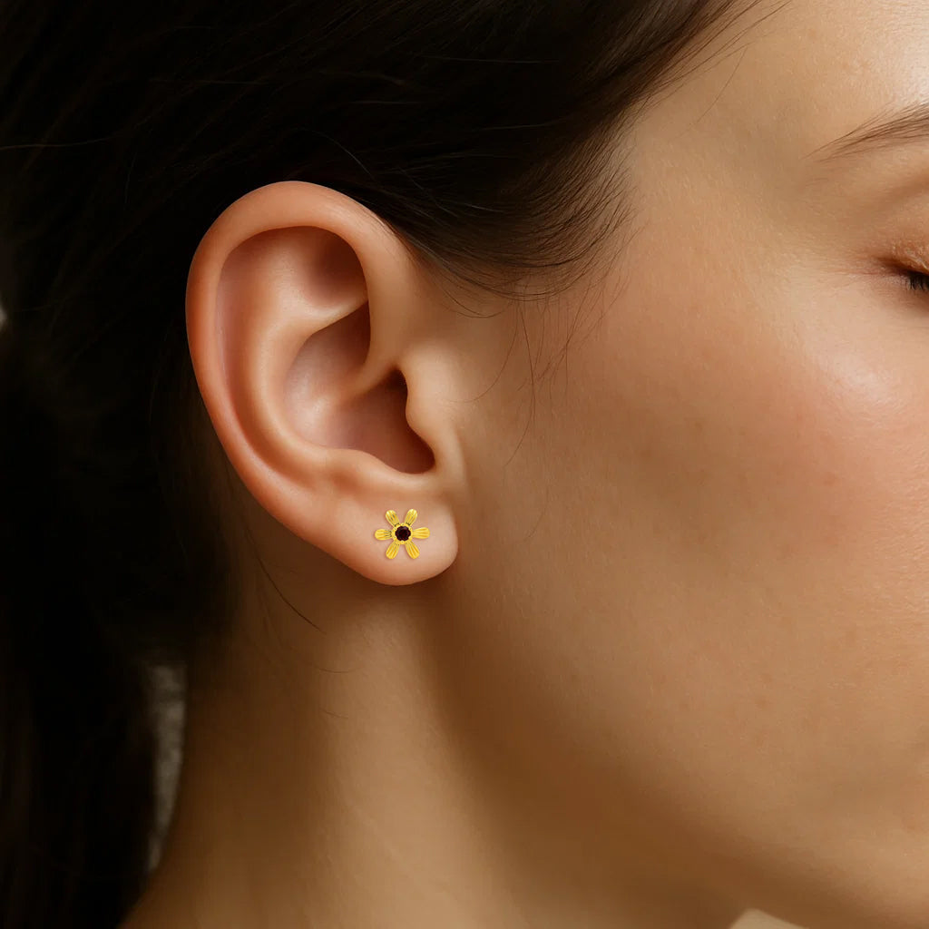 18K Gold Over Brass Round Cut Gemstones Stud Earrings Jewelry EM-1287 TGE1043