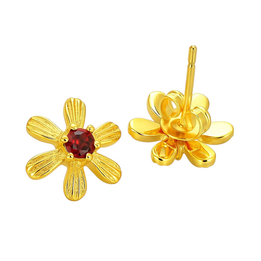 18K Gold Over Brass Round Cut Gemstones Stud Earrings Jewelry EM-1287 TGE1043