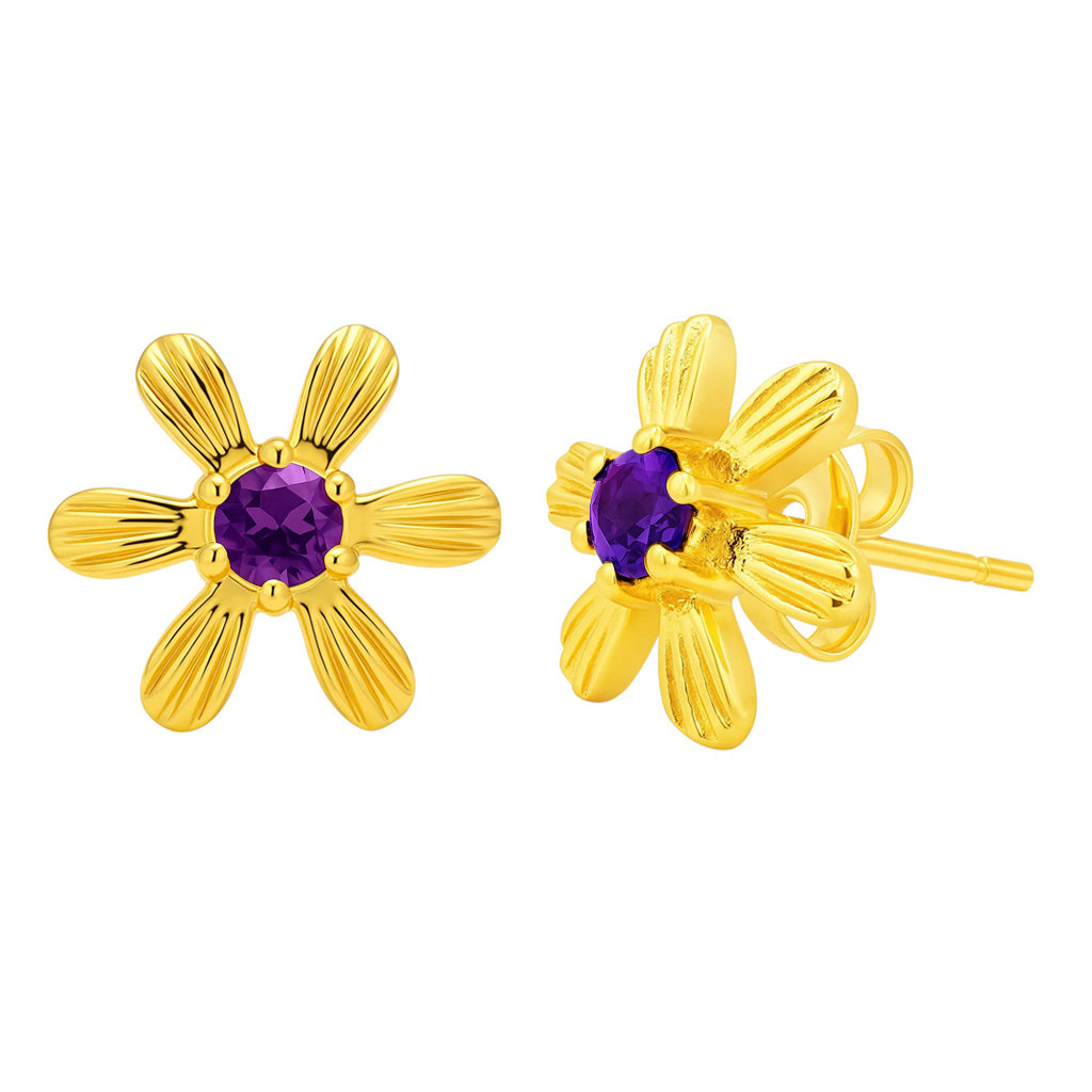 18K Gold Over Brass Round Cut Gemstones Stud Earrings Jewelry EM-1287 TGE1043