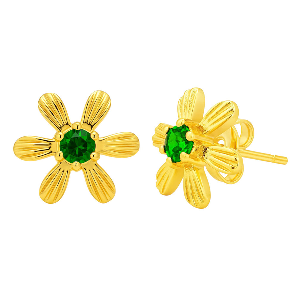 18K Gold Over Brass Round Cut Gemstones Stud Earrings Jewelry EM-1287 TGE1043
