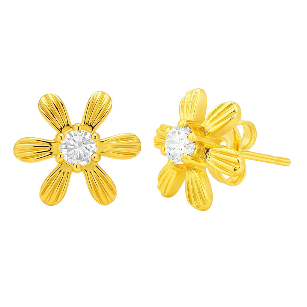 18K Gold Over Brass Round Cut Gemstones Stud Earrings Jewelry EM-1287 TGE1043