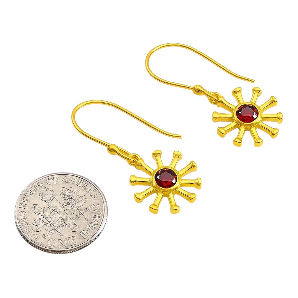 18K Gold Over Brass Round Cut Gemstones Earrings Jewelry EM-1288 TGE1044