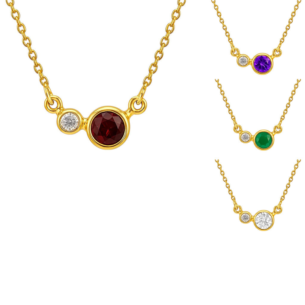 18K Gold Over Brass Round Cut Gemstones Necklace Jewelry EN-1038 TGN1007