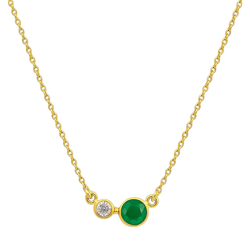 18K Gold Over Brass Round Cut Gemstones Necklace Jewelry EN-1038 TGN1007