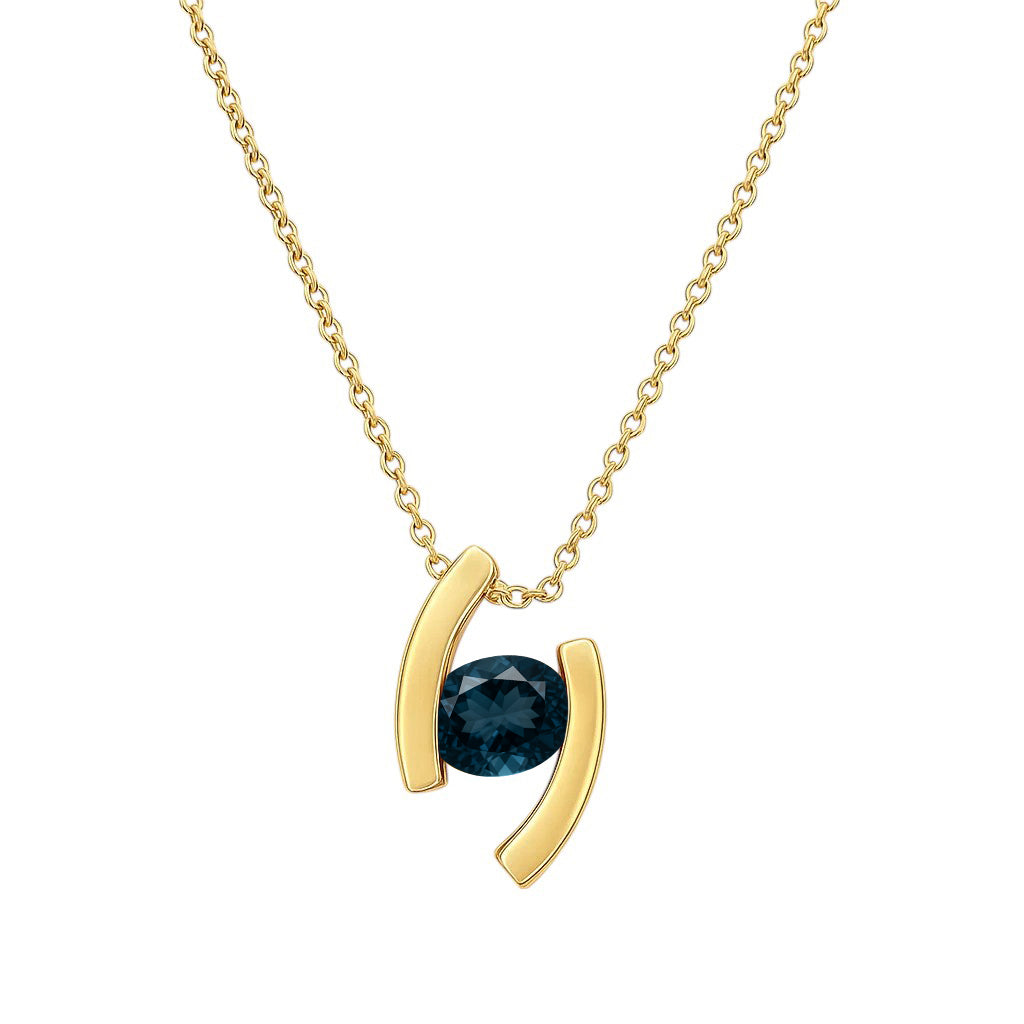 18K Gold Over Brass Oval Cut Gemstones Necklace Jewelry EN-1037 TGN1009-8