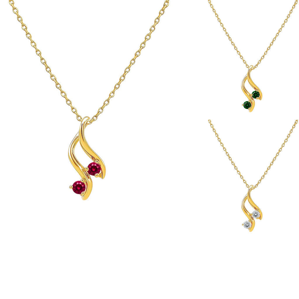 18K Gold Over Brass Round Cut Gemstones Necklace Jewelry EN-1036 TGN1010