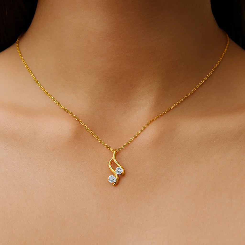 18K Gold Over Brass Round Cut Gemstones Necklace Jewelry EN-1036 TGN1010