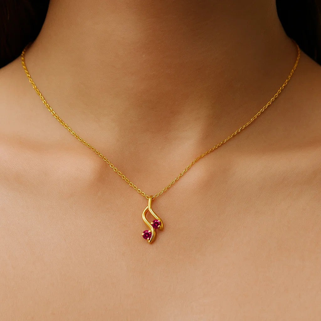 18K Gold Over Brass Round Cut Gemstones Necklace Jewelry EN-1036 TGN1010