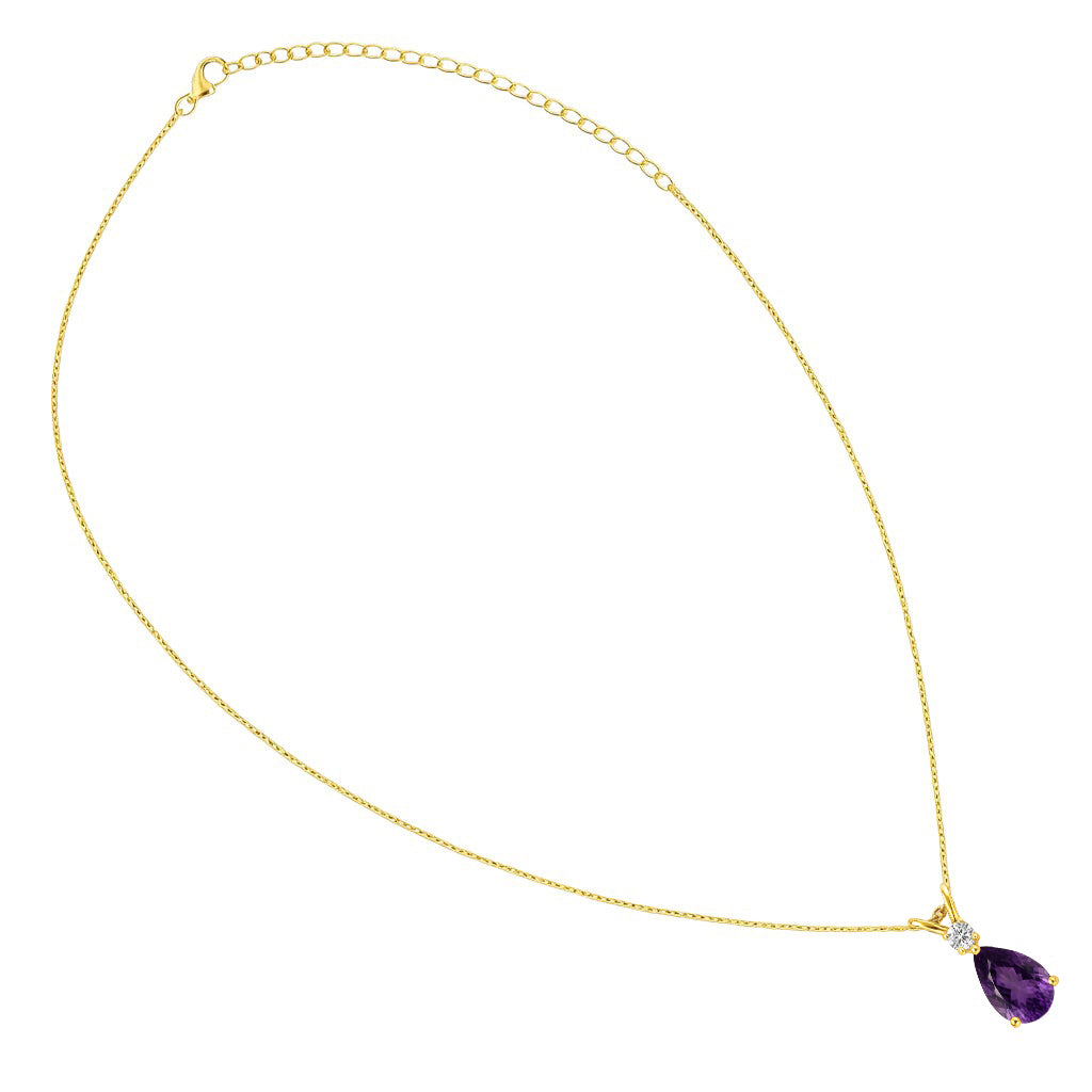 18K Gold Over Brass Pear Cut Gemstones Necklace Jewelry EN-1040 TGN1011-4