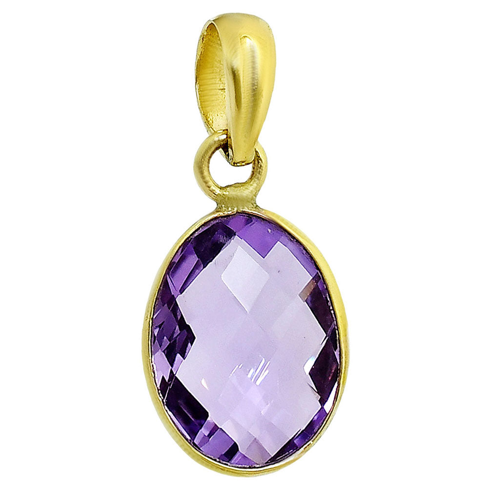 18K Gold Over Brass Natural Gemstones Oval Shape Pendant Jewelry TGP1001 PM-1001