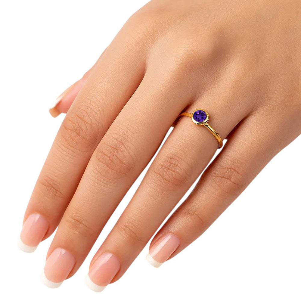 18K Gold Over Brass Round Cut Gemstones Ring Jewelry Size 5-8 RM-1775 TGR1049