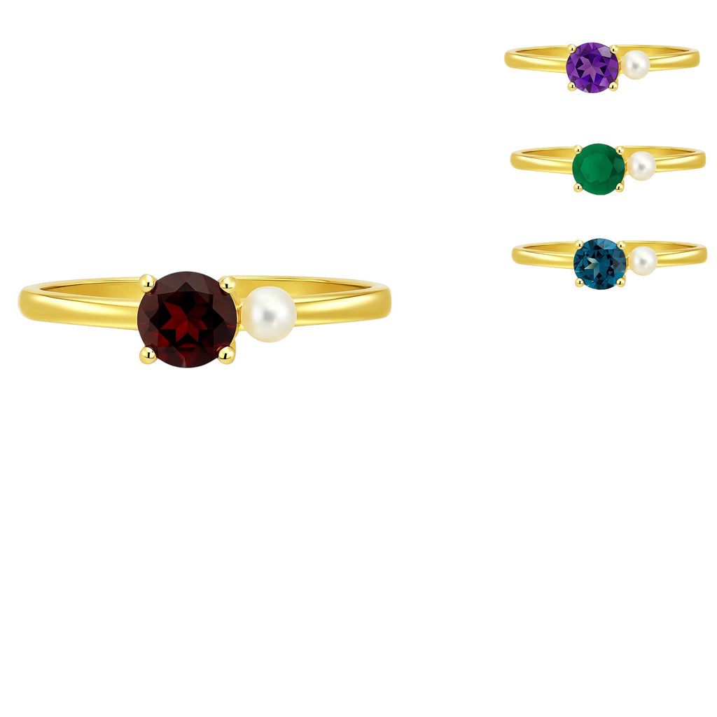 18K Gold Over Brass Round Cut Gemstones Ring Jewelry Size 5-8 RM-1776 TGR1050