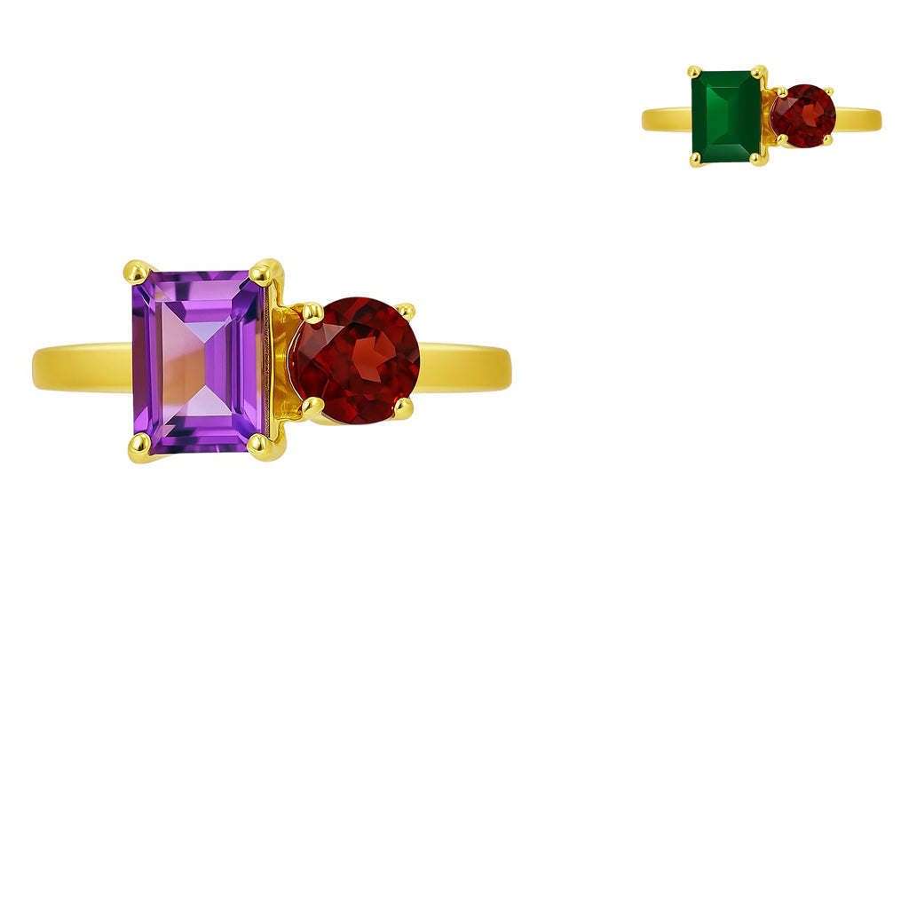 18K Gold Over Brass Baguette Cut Gemstones Ring Jewelry Size 5-8 RM-1778 TGR1051