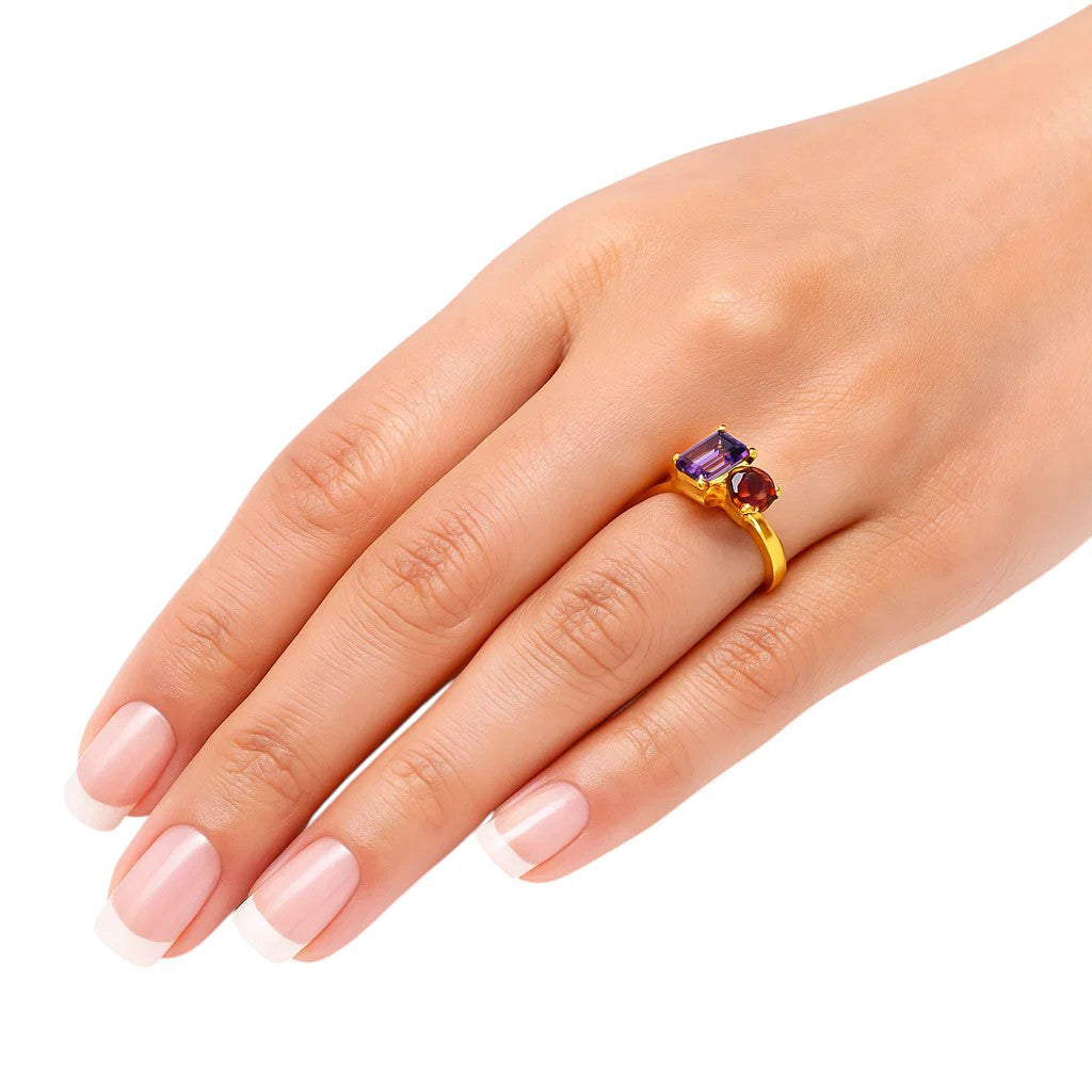 18K Gold Over Brass Baguette Cut Gemstones Ring Jewelry Size 5-8 RM-1778 TGR1051