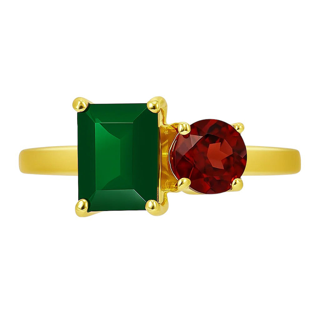 18K Gold Over Brass Baguette Cut Gemstones Ring Jewelry Size 5-8 RM-1778 TGR1051